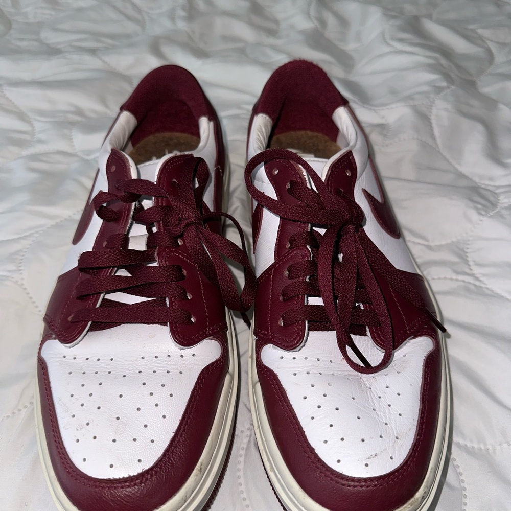 Jordan Burgundy and White Sneakers